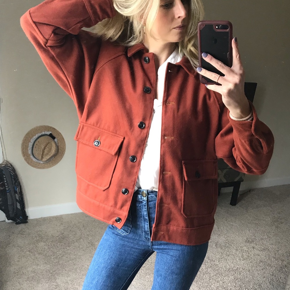 Burnt Orange Wool Jacket - Size Sm
